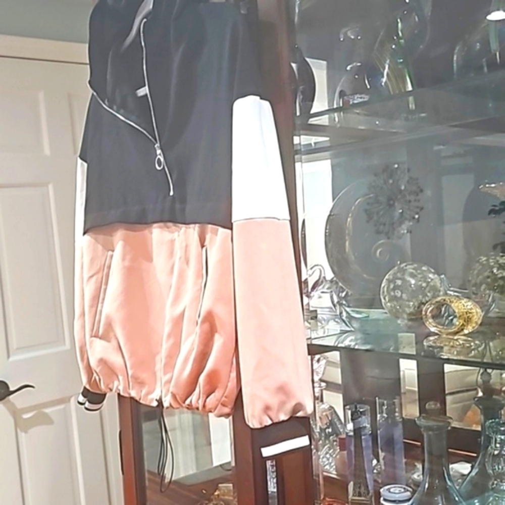 Zara Basic Color Block Spring Jacket Blk & Pink Xs - image 5